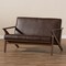 Baxton Studio Bianca Walnut Wood Dark Brown Distressed Faux Leather 2-Seater 140-7545 - alternate 7